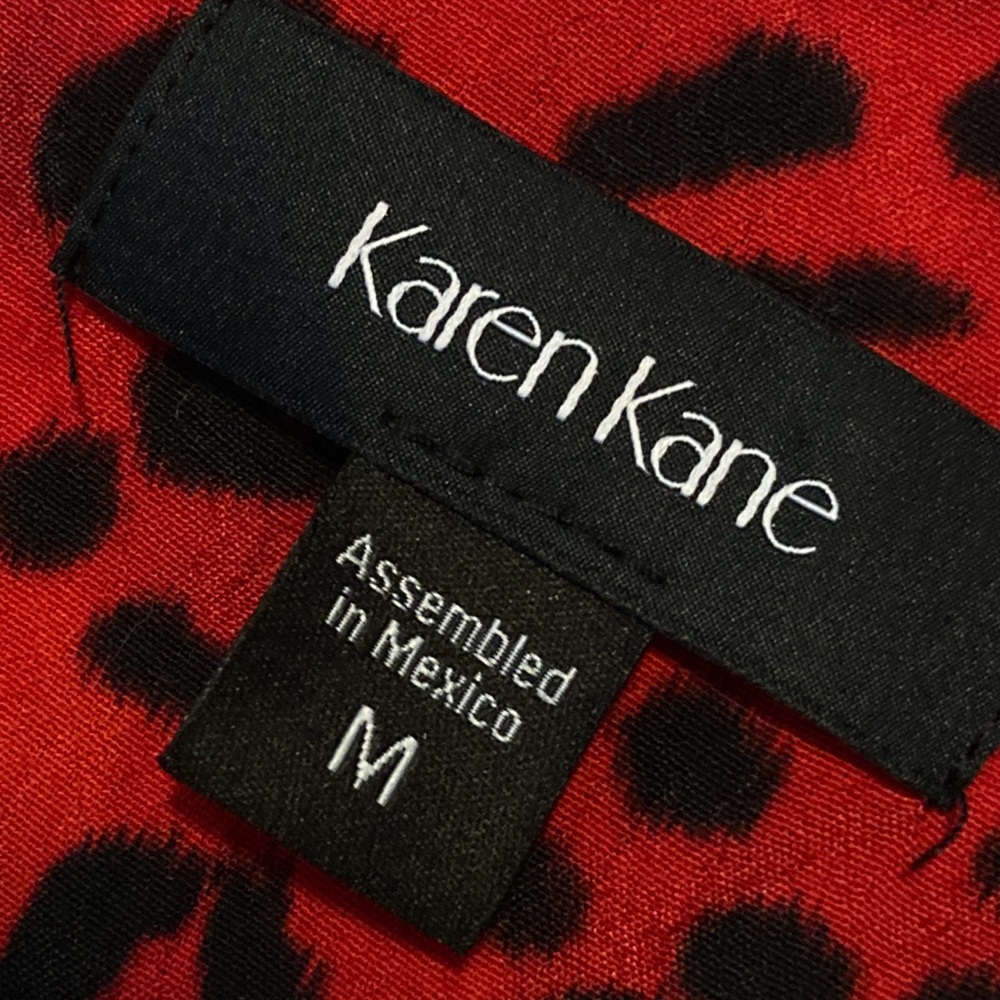 Karen Kane Red and Black Leopard Print Blouse - Picture 2 of 15